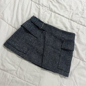 A.L.C. Conan Tailored Linen and Wool Tweed Mini Wrap Skirt